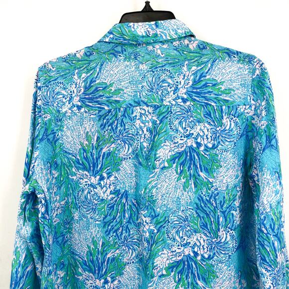 Lilly Pulitzer Sea View Swim Cover-Up M Blue Las Olas Aqua Strong Current NWT - Picture 7 of 12
